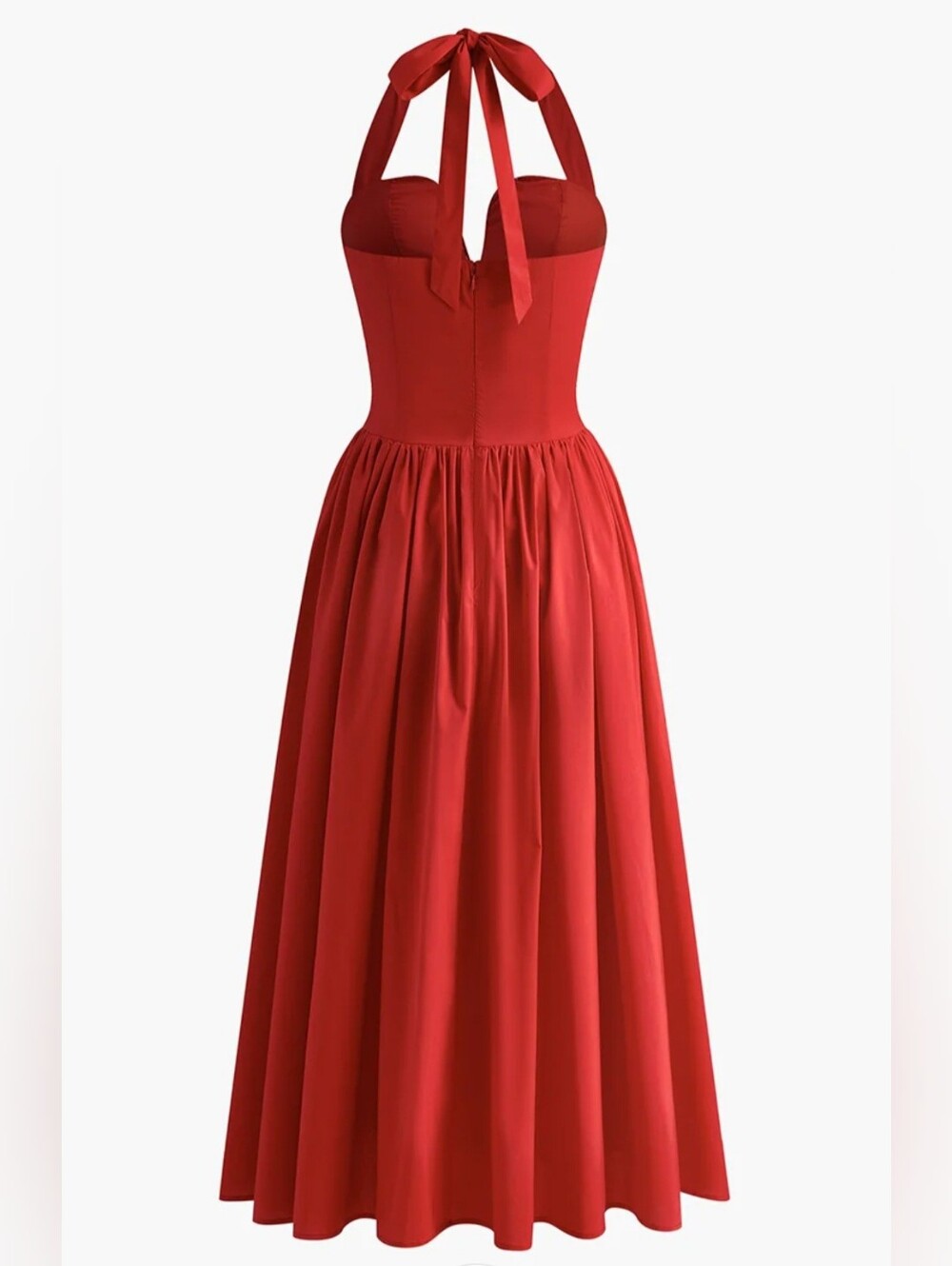 Commense Red Halter Sweetheart-Neck Midi Gown - Picture 2 of 11